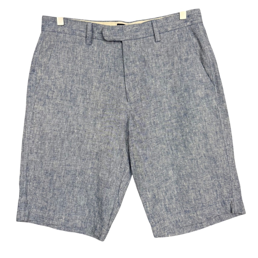 J Crew Rivington Shorts Mens 30 Blue Linen Cotton Blend Casual Preppy Fits 32x11